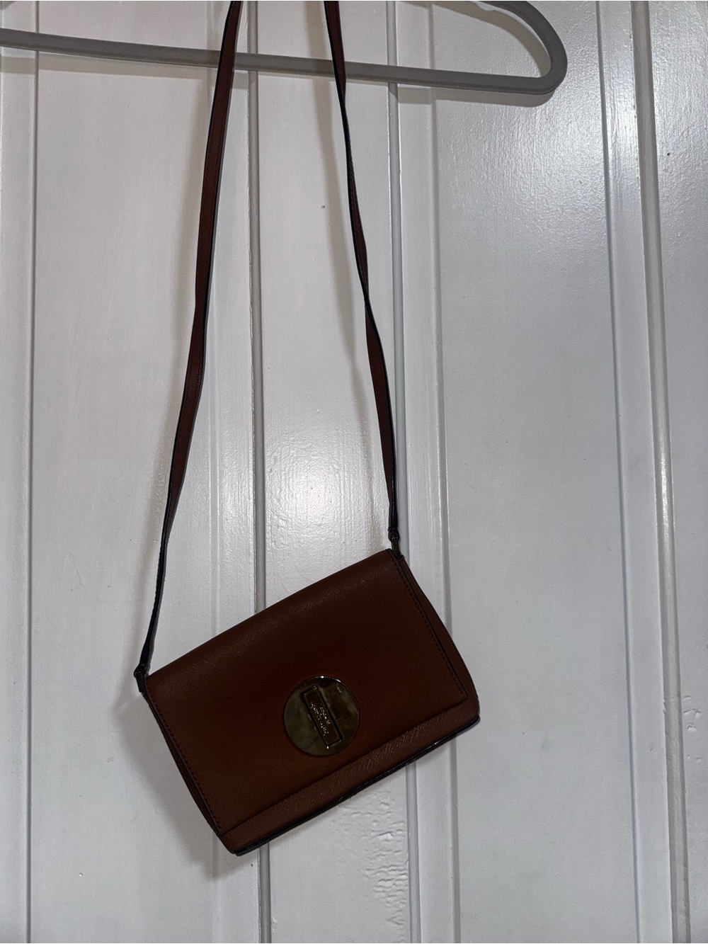 kate spade Brown Leather Crossbody with Gold-Tone Turnlock